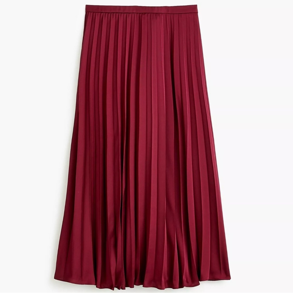 J. Crew Red Maxi Pleated A-Line Skirt